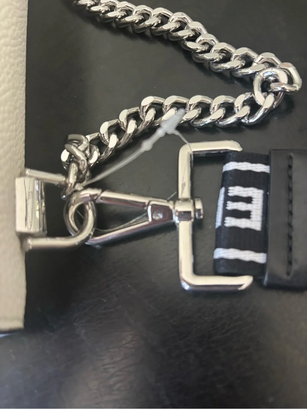 Michael Kors White and Black Pebbled Leather Shoulder Bag with Logo Strap